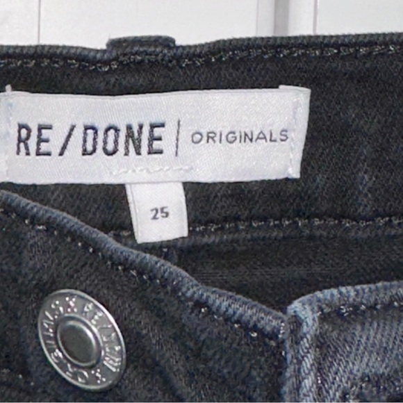 Re/Done Comfort Stretch High Rise Ankle Crop In Black 25 Y2K Grunge Punk - Picture 12 of 15